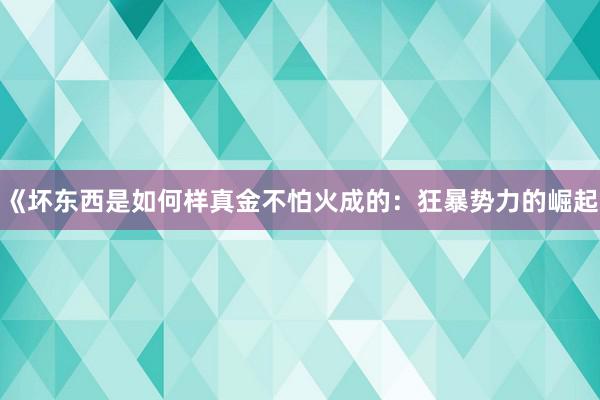 《坏东西是如何样真金不怕火成的：狂暴势力的崛起