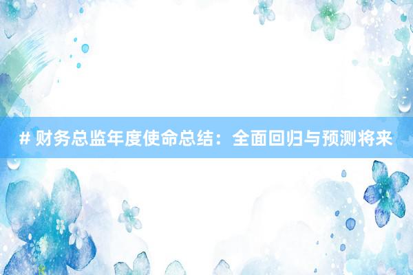 # 财务总监年度使命总结：全面回归与预测将来