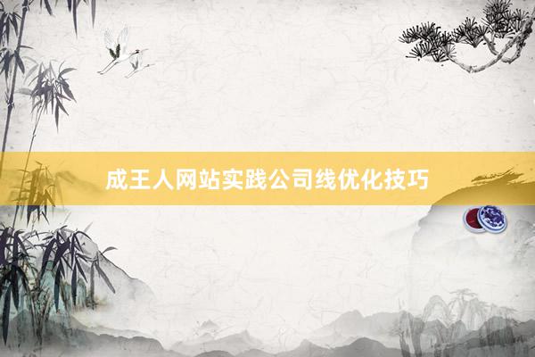 成王人网站实践公司线优化技巧